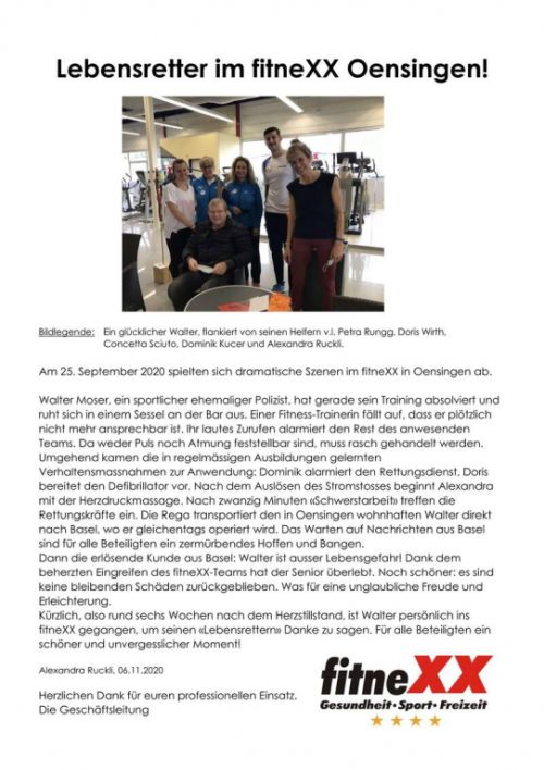 Lebensretter im fitneXX Oensingen