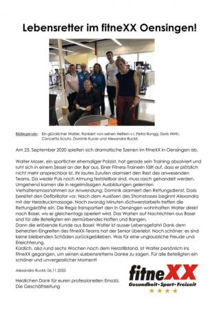 Lebensretter im fitneXX Oensingen
